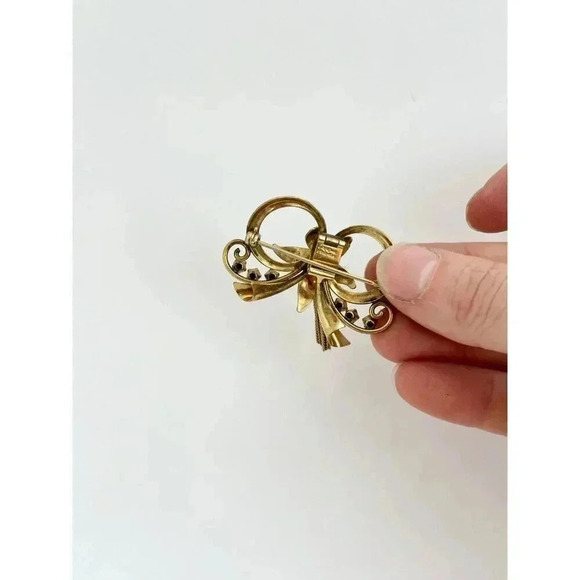 Vintage Ribbon Tassle 12k Gold Filled Retro Brooch Pin - Picture 5 of 6